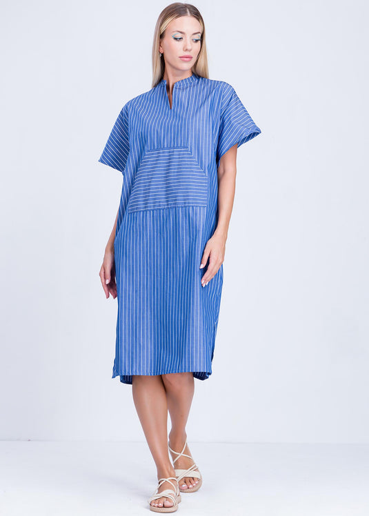 Stripe Dress With Kangaroo Pocket