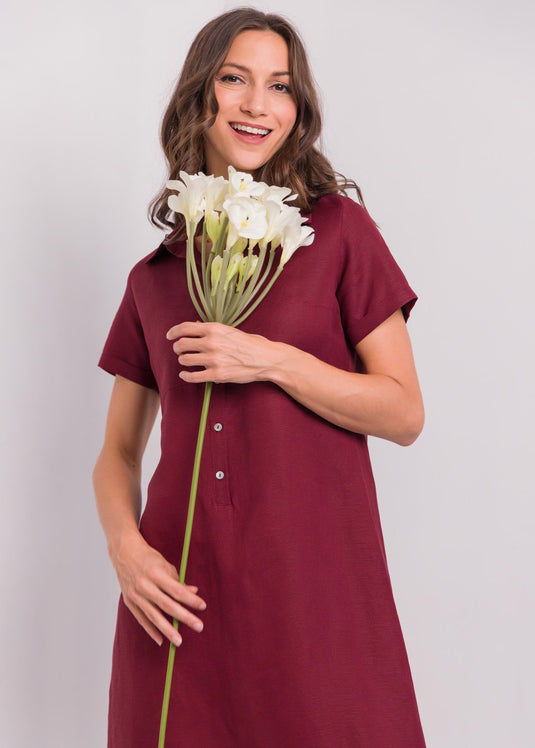 Short Sleeve Linen Dress