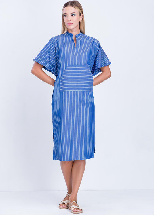 Stripe Dress With Kangaroo Pocket