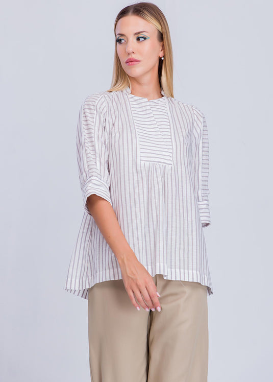 Stripe Blouse With Yoke Detail