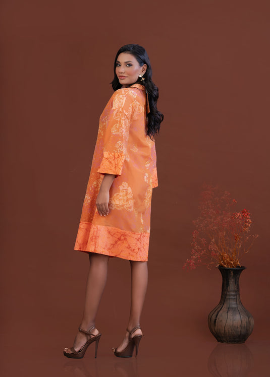 Batik floral shirt dress