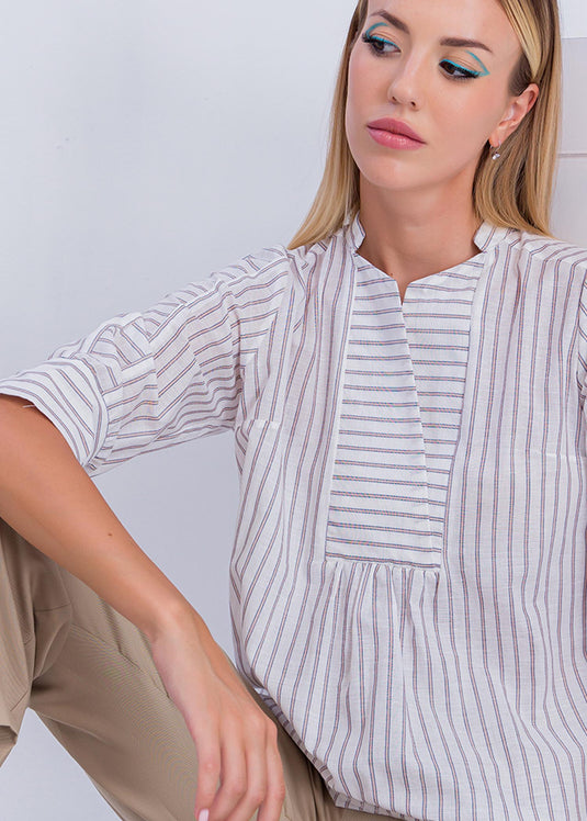 Stripe Blouse With Yoke Detail