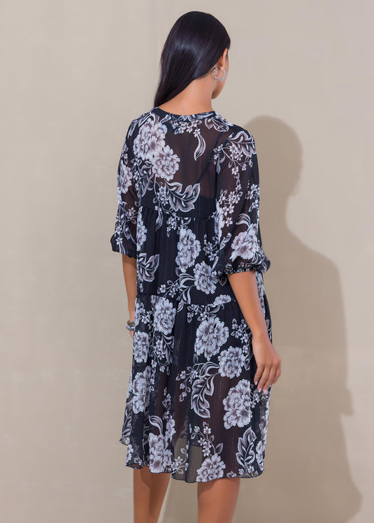 Tiered dress with short placket