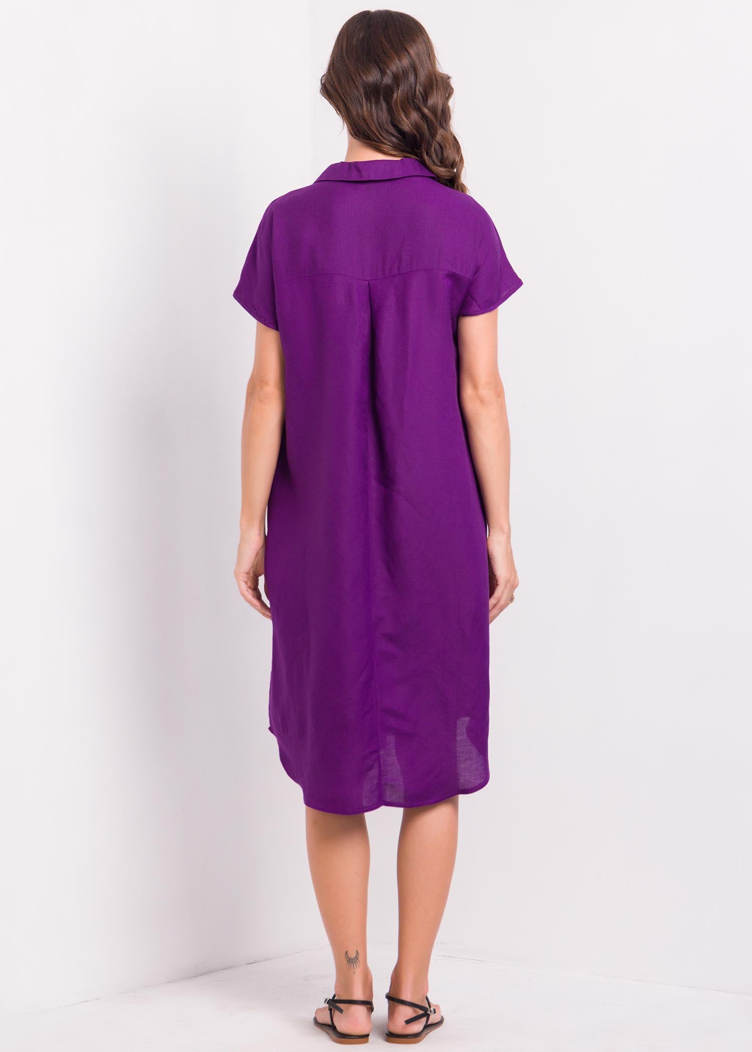 A line dress with open collar