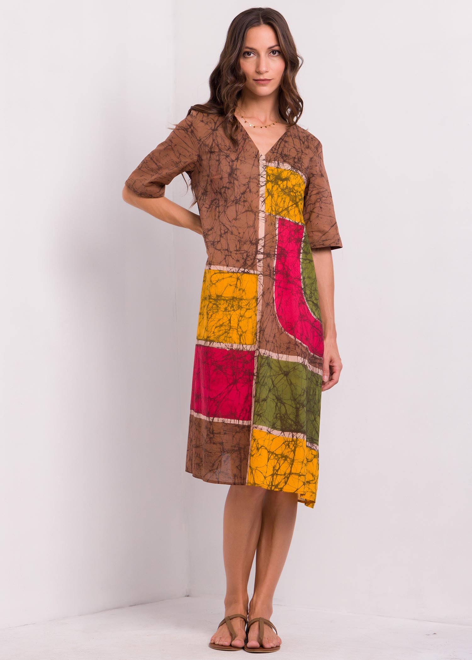 Geomatric Shapes Detailed Batik Dress