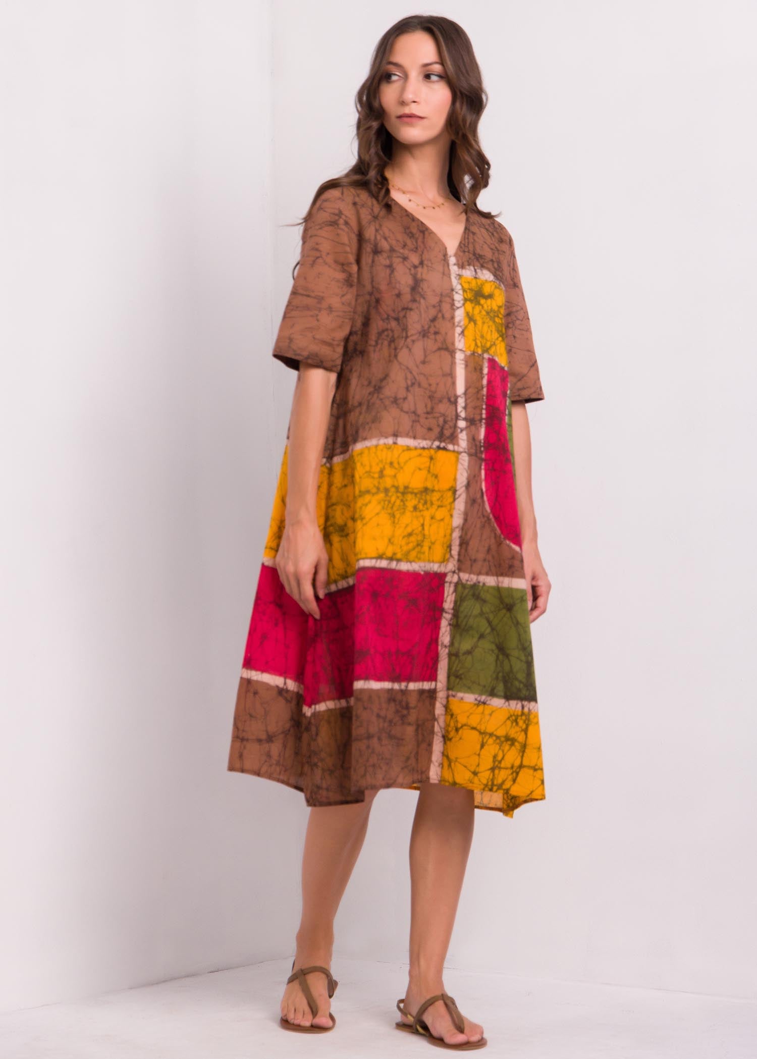 Geomatric Shapes Detailed Batik Dress