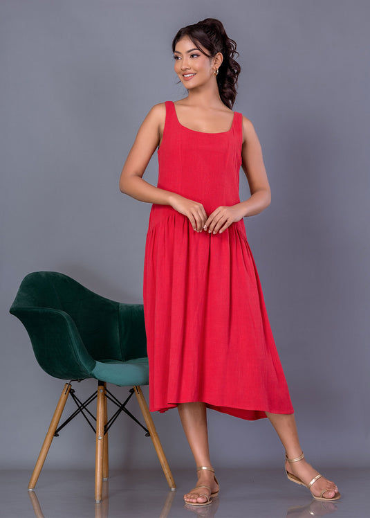 Sleeveless drop waist dress