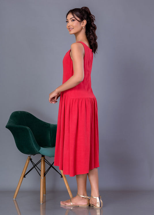 Sleeveless drop waist dress