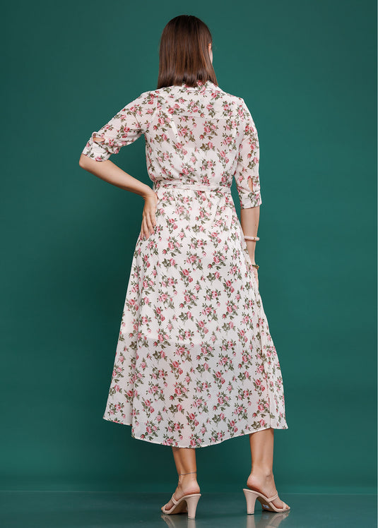 Printed maxi shirt dress