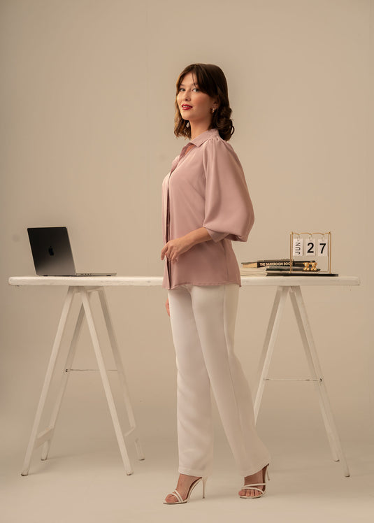 Long sleeve blouse with wide cuff