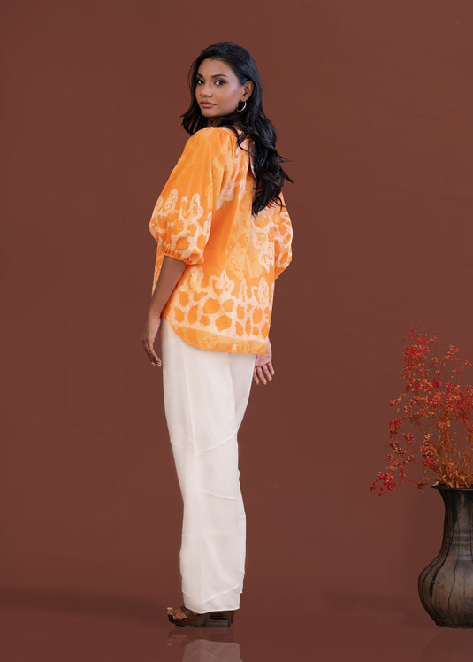 Batik blouse detailed with Chinese collar