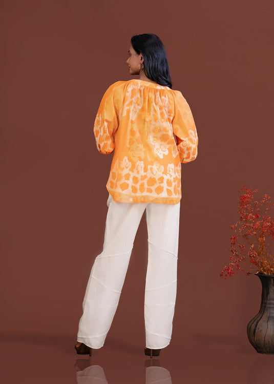 Batik blouse detailed with Chinese collar