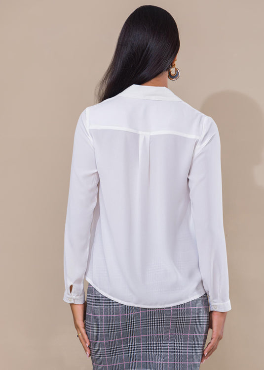 Cuban collar long sleeve blouse