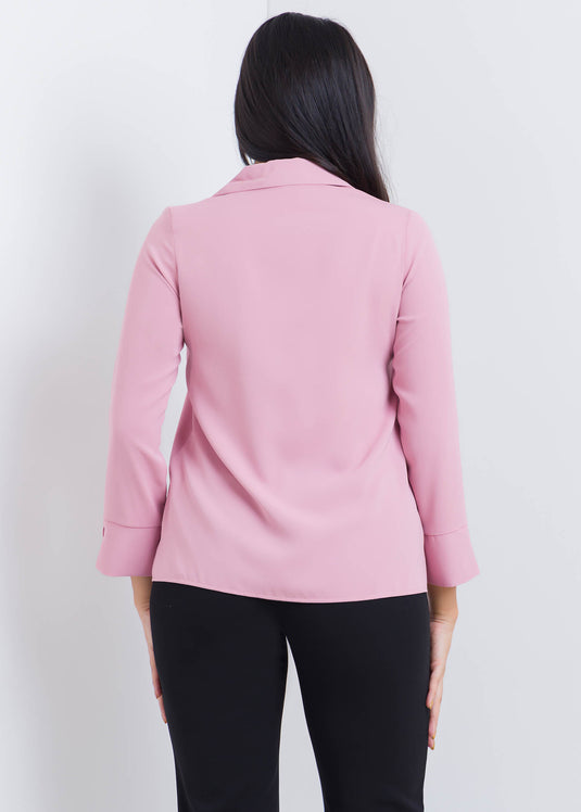 Three Quater Sleeve Blouse With Front Pleat