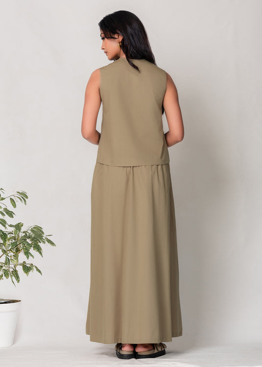 Drawcord Maxi Skirt
