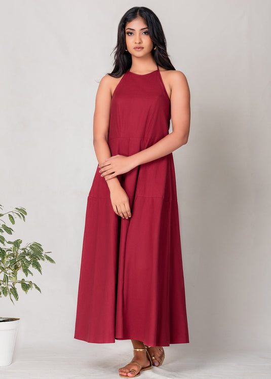 Halter Maxi Dress With Back Smocking