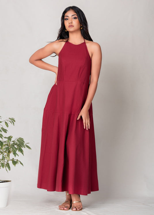Halter Maxi Dress With Back Smocking