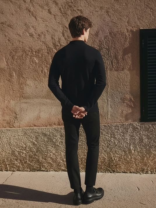 Casual Wear Self Collar Long Sleeve T-shirt