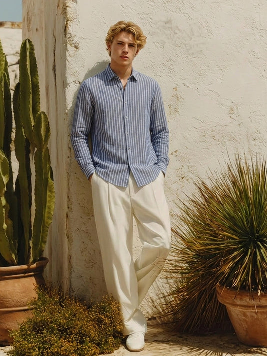 Casual Wear Stripe Long Sleeve Shirt