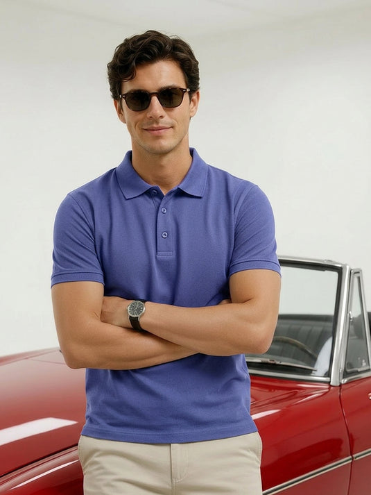 Carlo Slim Fit Polo T-shirt - Pigeon Blue