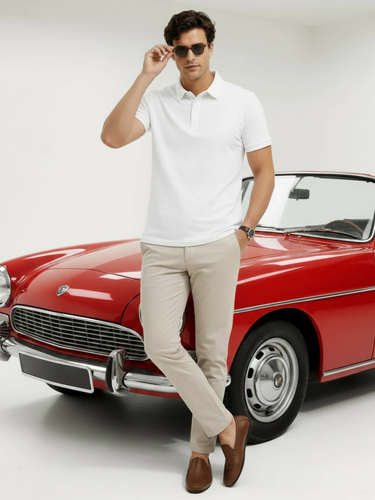 Carlo Slim Fit Polo T-shirt - White