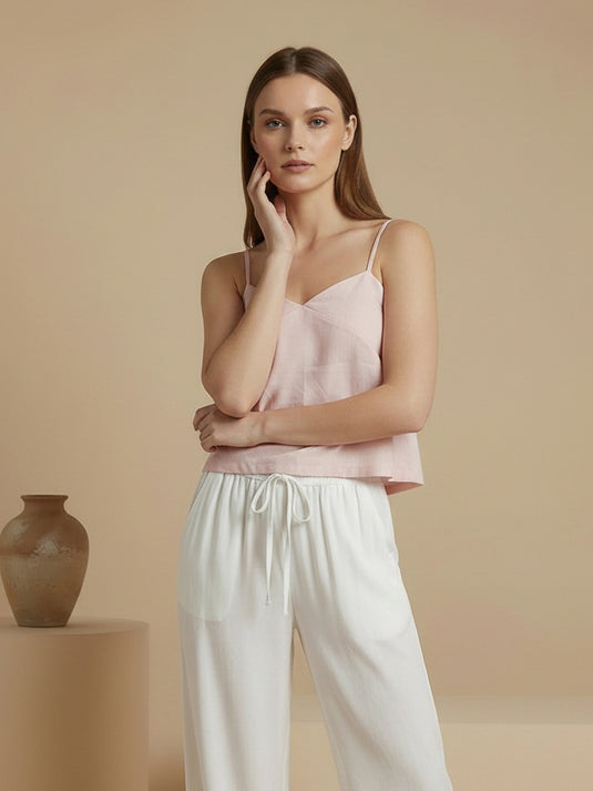 Basic linen drawcord pant