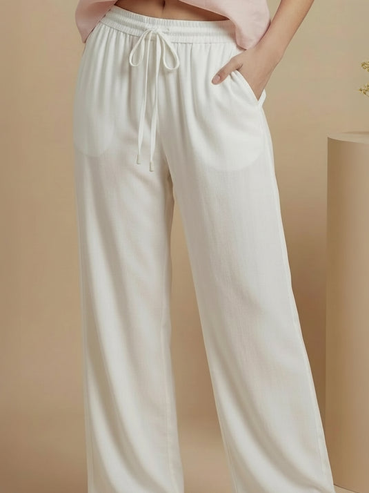Basic linen drawcord pant