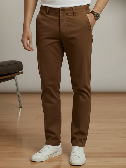 Casual Wear Stretch Chino Pant - Brown