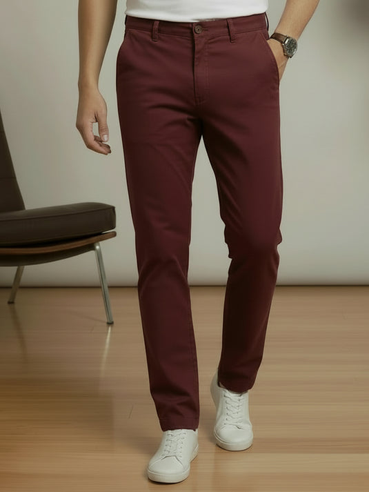 Casual Wear Stretch Chino Pant - Meroon
