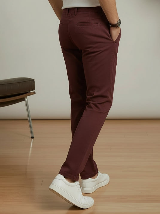Casual Wear Stretch Chino Pant - Meroon