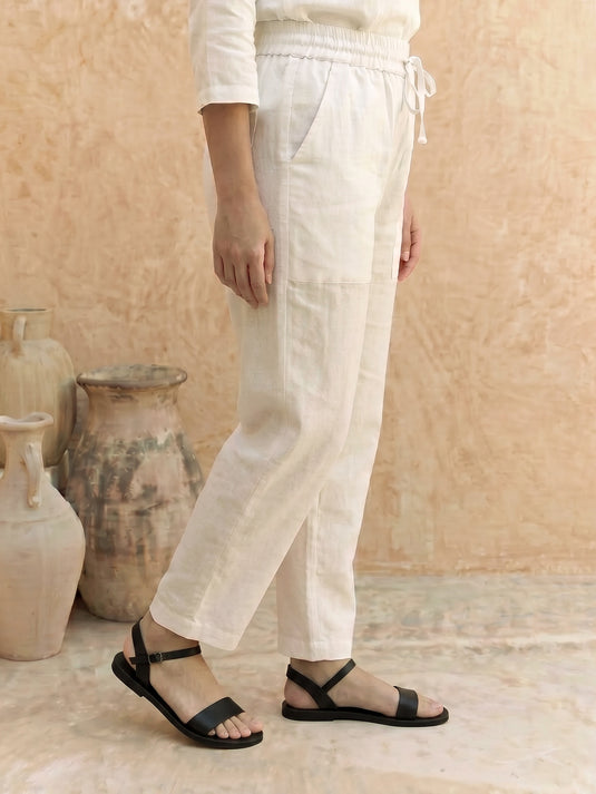 Premium linen basic draw cord pant