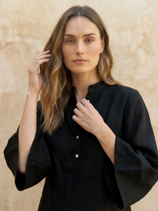 Premium linen kaftan top with buttons