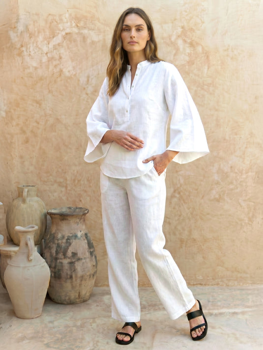 Premium linen kaftan top with buttons