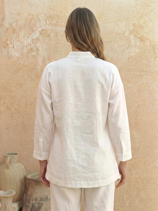 Premium linen kaftan top with buttons