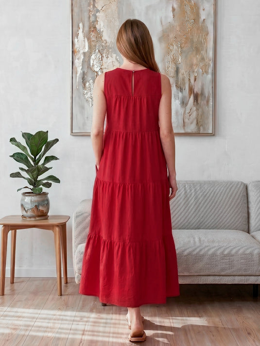 Tiered panel sleeveless maxi dress