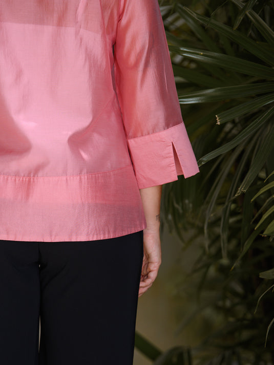 Button down blouse with wide hem detailing