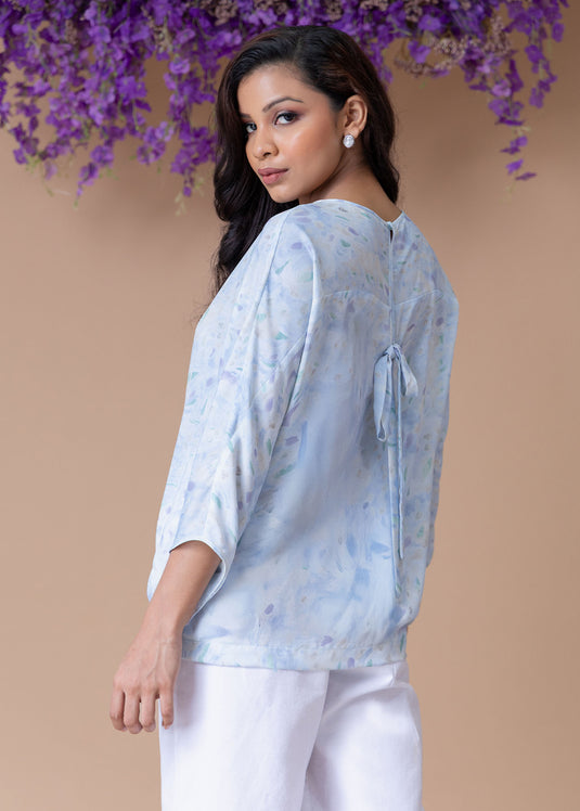 Printed dolman sleeve blouse