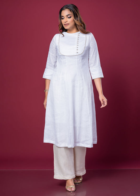 Linen Dress With Side Button Detail