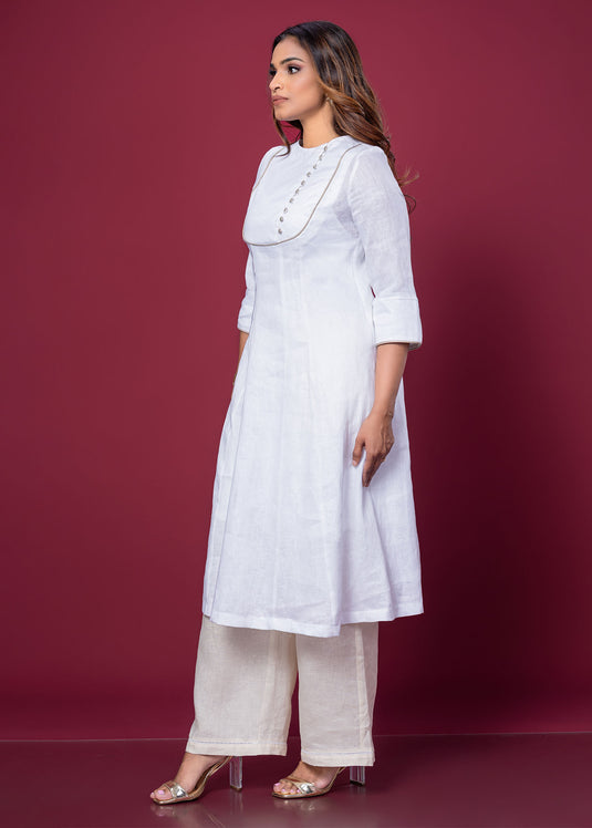Linen Dress With Side Button Detail