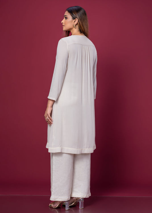 Hand Embroidered Kurtha Top With Bottom Lace