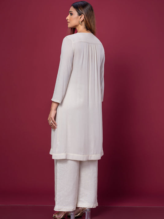 Hand Embroidered Kurtha Top With Bottom Lace