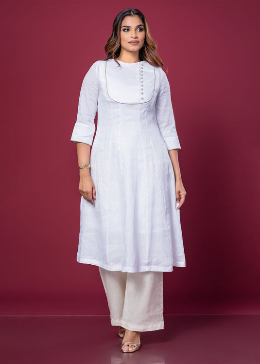 Linen Dress With Side Button Detail