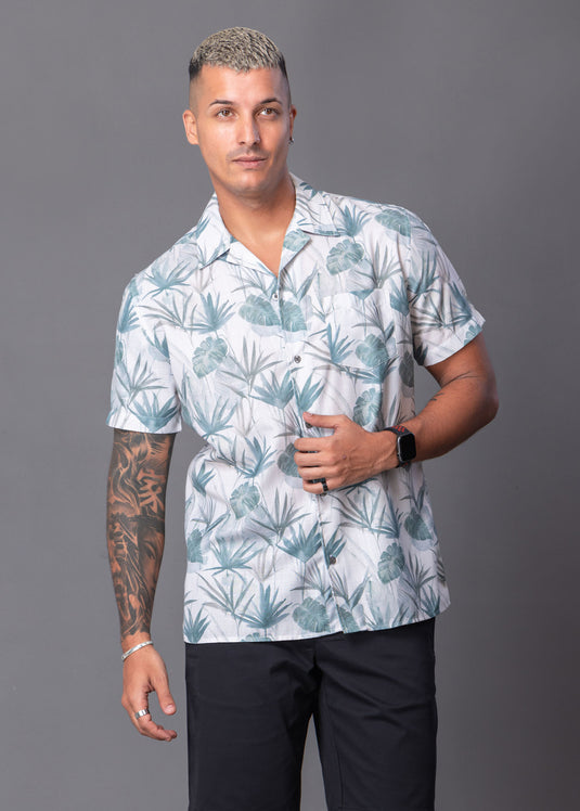 Casual Wear Printed Cuban Collar S/S Shirt