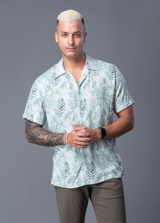 Casual Wear Printed Cuban Collar S/S Shirt