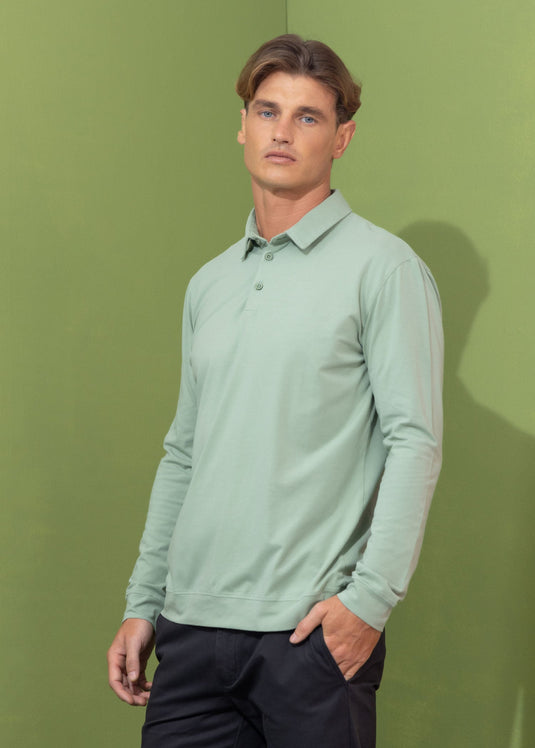 Casual wear self collar L/S T-shirt