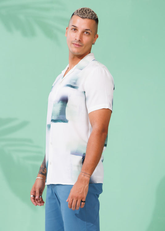 Printed Cuban Collar Shirt