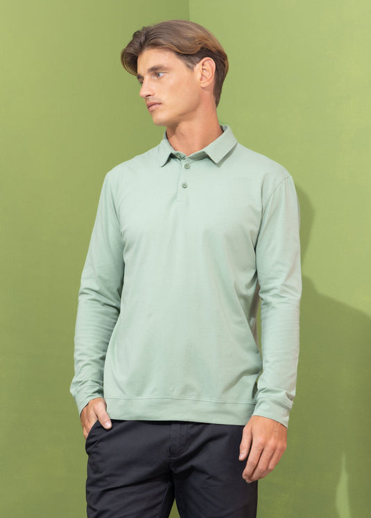 Casual wear self collar L/S T-shirt