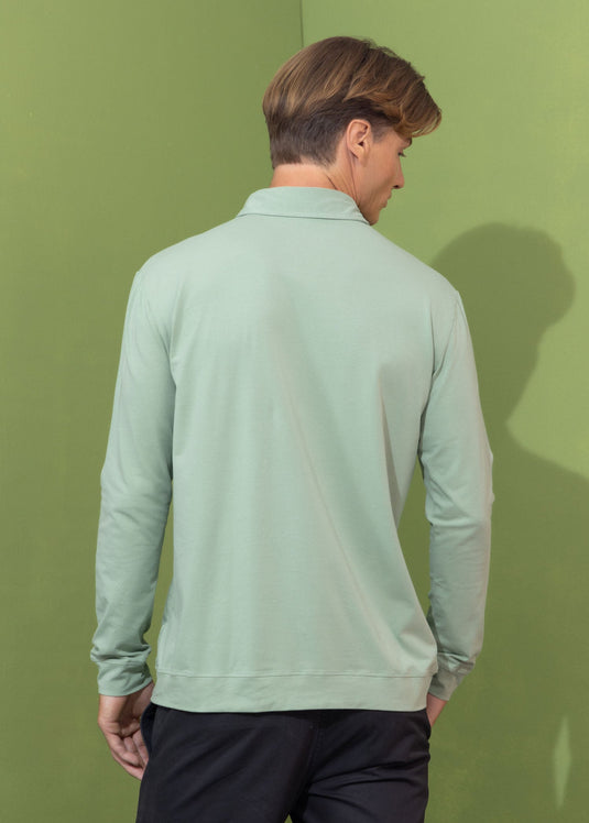 Casual wear self collar L/S T-shirt