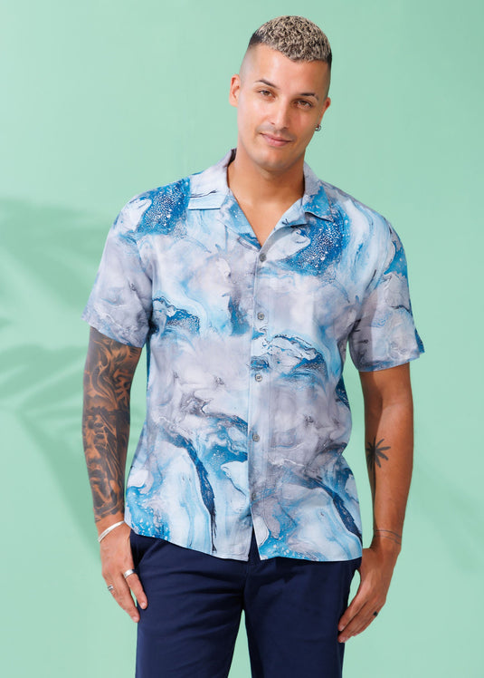 Printed Cuban Collar Shirt