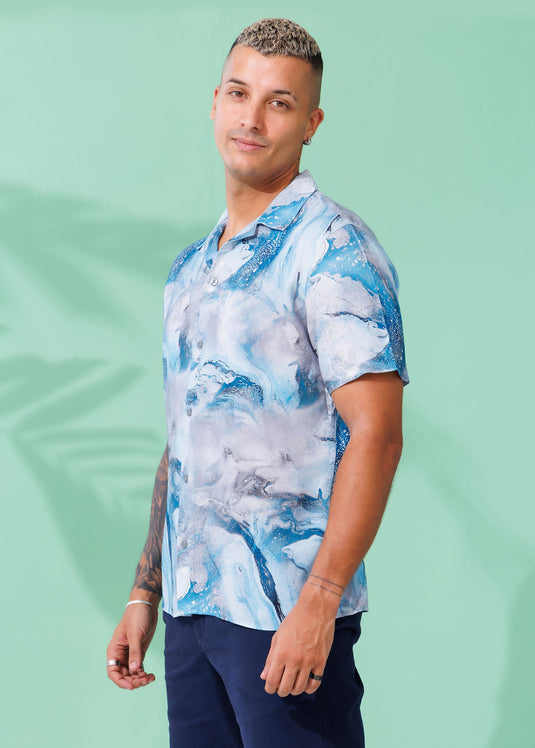 Printed Cuban Collar Shirt
